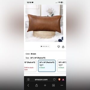 Light brown Rectangular Faux Leather Pillow Cover